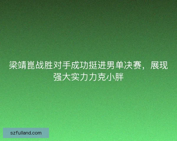 梁靖崑战胜对手成功挺进男单决赛,展现强大实力力克小胖 梁靖崑战胜对手成功挺进男单决赛,展现强大实力力克小胖