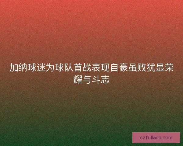 加纳球迷为球队首战表现自豪虽败犹显荣耀与斗志