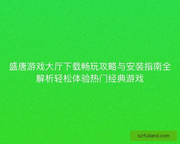 盛唐游戏大厅下载畅玩攻略与安装指南全解析轻松体验热门经典游戏