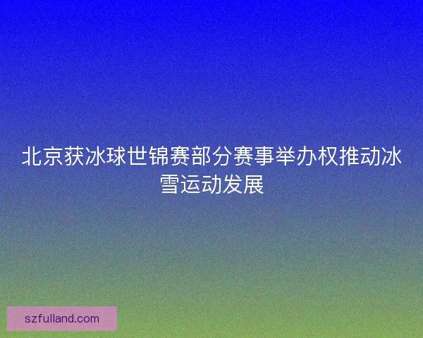 北京获冰球世锦赛部分赛事举办权推动冰雪运动发展